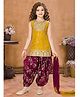 Lagorii Silk Woven Sleeveless Floral Embroidered Sequins Embellished Kurti Patiala With Dupatta Set - Mustard