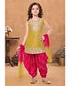 Lagorii Silk Woven Sleeveless Floral Embroidered Sequins Embellished Kurti Patiala With Dupatta Set - Pink
