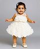 Lagorii Net Woven Sleeveless Ruffles Detailed Dress - White
