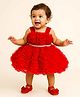 Lagorii Net Woven Sleeveless Ruffles Detailed Dress -  Red
