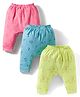 Zero Interlock Knit Full Length Diaper Leggings with Animal Print Pack of 3 - Peach Lime Green & Turquoise
