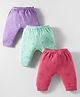 Zero Interlock Knit Full Length Diaper Leggings With Floral Print Pack Of 3 - Purple Sea Green & Red