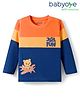 Babyoye 100% Cotton Knit Full Sleeves Cut & Sew T-Shirt with Airplane Graphic - Navy Blue & Orange