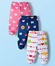 Babyhug Cotton Knit Heart Printed Bootie Leggings Pack of 3 - Pink Navy Blue & White