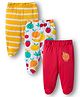 Babyhug Cotton Knit Bootie Leggings with Stripes & Fruits Print Pack of 3 - Red White & Yellow