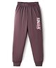 Doreme Single Jersey Knit Full Length Lounge Pants with Text Print - Plum