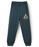 Doreme Single Jersey Knit Full Length Lounge Pants with Text Print - Dark Green