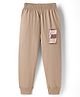 Doreme Single Jersey Knit Full Length Lounge Pants with Text Print - Beige