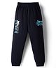 Doreme Single Jersey Knit Full Length Lounge Pants with Text  Print - Navy Blue