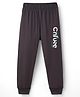 Doreme Single Jersey Knit Full Length Lounge Pants with Text  Print - Dark Brown