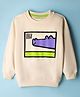 Doreme Terry Knit Full Sleeves Sweatshirt With Crocodile Print - Cream