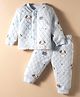 Doreme Knit Full Sleeves Winter Wear Suit Set With Dog Print - Light Blue
