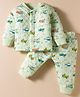 Doreme Knit Winter Wear T-Shirt & Lounge Pant Set With Vehicle Print - Mint Green