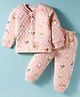 Doreme Knit Full Sleeves Winter Wear T-Shirt & Pant with Animal Print - Light Pink