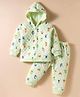 Doreme Knit Full Sleeves Co-Ord Hooded Winter Wear T-Shirt & Joggers Set With Text Print - Light Green