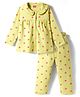 Babyhug Cotton Knit Full Sleeves Front Open Co-ord Night Suit With Star Print - Light Green
