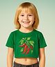 BaawRi Viscose Knit Half Sleeves Red Chilli Printed Crop Tee - Green