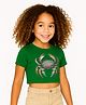 BaawRi Viscose Knit Half Sleeves Crab Printed Crop Tee -Green