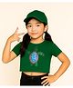 BaawRi Viscose Knit Half Sleeves Tortoise Printed Crop Tee - Green