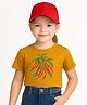 BaawRi Viscose Knit Half Sleeves Leaves Printed Crop Tee - Yellow