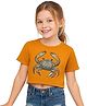 BaawRi Viscose Knit Half Sleeves Crab Printed Crop Tee - Yellow