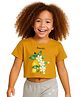 BaawRi Viscose Knit Half Sleeves Lemons & Floral Printed Crop Tee - Yellow