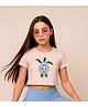 BaawRi Viscose Knit Half Sleeves Tortoise Printed Crop Tee - Salmon