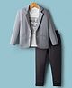 Rikidoos Full Sleeves Textured Blazer With Typography Printed Tee & Pant Set - Grey & Black