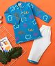 Desi Soota Cotton Woven Full Sleeves Clouds & Sun Printed Kurta Pyjama Set - Blue