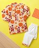 Desi Soota Cotton Woven Full Sleeves Giraffes Printed Kurta Pyjama Set - Cream
