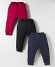Zero Interlock Knit Full Length Solid Lounge Pants Pack of 3 - Black Red & Navy Blue