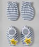 Babyhug 100% Cotton Interlock Knit Mittens & Booties Set With Stripes - Navy Blue