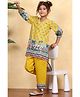 BIBA Cotton Woven Three Fourth Sleeves Floral Printed Lace Embellished Kurti & Pant Set - Yellow