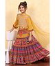 BIBA Woven Off Shoulder Threadwork Detailed & Floral Printed Lehenga Choli With Dupatta Set - Multi Colour