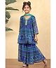 BIBA Woven Three Fourth Sleeves Floral Printed Kurta & Gharara With Dupatta Set - Blue