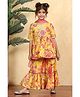 BIBA Cotton Woven Half Sleeves Floral Printed Kurta & Gharara With Dupatta Set - Yellow
