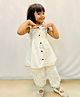 MASTARANG Chanderi Woven Sleeveless Floral Embroidered & Gota Lace Embellished Kurti Salwar Set - Off White