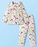 Babyhug Cotton Knit Full Sleeves Co-ords Night Suit With Floral Print - White