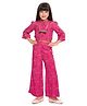 TINY BABY Woven Three Fourth Sleeves Floral Printed Sequins Embellished Coordinating Top & Palazzo Set - Pink
