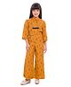 TINY BABY Woven Three Fourth Sleeves Floral Printed Sequins Embellished Coordinating Top & Palazzo Set - Yellow