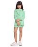 TINY BABY Lycra Knit Stones Embellished Ribbed Dress With Full Sleeves Blazer & Belt Set - Green