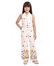 TINY BABY Linen Woven Sleeveless Floral Patch Detailed Shirt Style Top & Palazzo Set - Cream