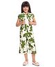 TINY BABY Woven Abstract Printed Jumpsuit With Half Sleeves Coordinating Jacket Set - Green