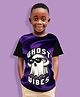 NUSYL Knit Half Sleeves Cute Ghost Printed Tee - Black