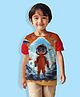NUSYL Cotton Blend Knit Half Sleeves Boy Printed Tee - Red