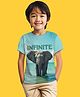 NUSYL Cotton Blend Knit Half Sleeves Elephant Printed Tee - Sky Blue
