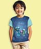 NUSYL Cotton Blend Knit Half Sleeves Aliens Printed Tee - Sky Blue
