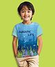 NUSYL Cotton Blend Knit Half Sleeves Aquatic Life Text Printed Tee - Sky Blue