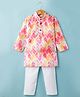 Ridokidz Full Sleeves Tie Dye & Thread Work Embroidered Kurta Pyjama Set - Pink