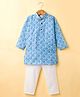 Ridokidz Full Sleeves Tie Dye & Thread Work Embroidered Kurta Pyjama Set - Blue